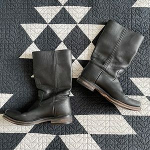 FRYE black leather moto boots, women’s size 7.5/8